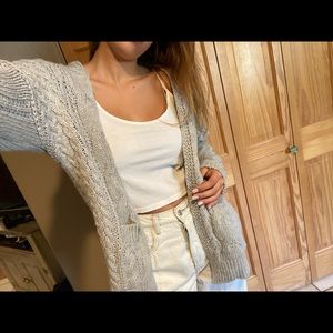 Gray knit cardigan